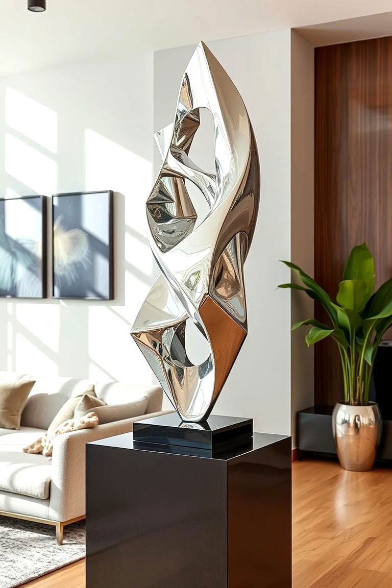 Silver Sculptures - 24 Silver Living Room Ideas