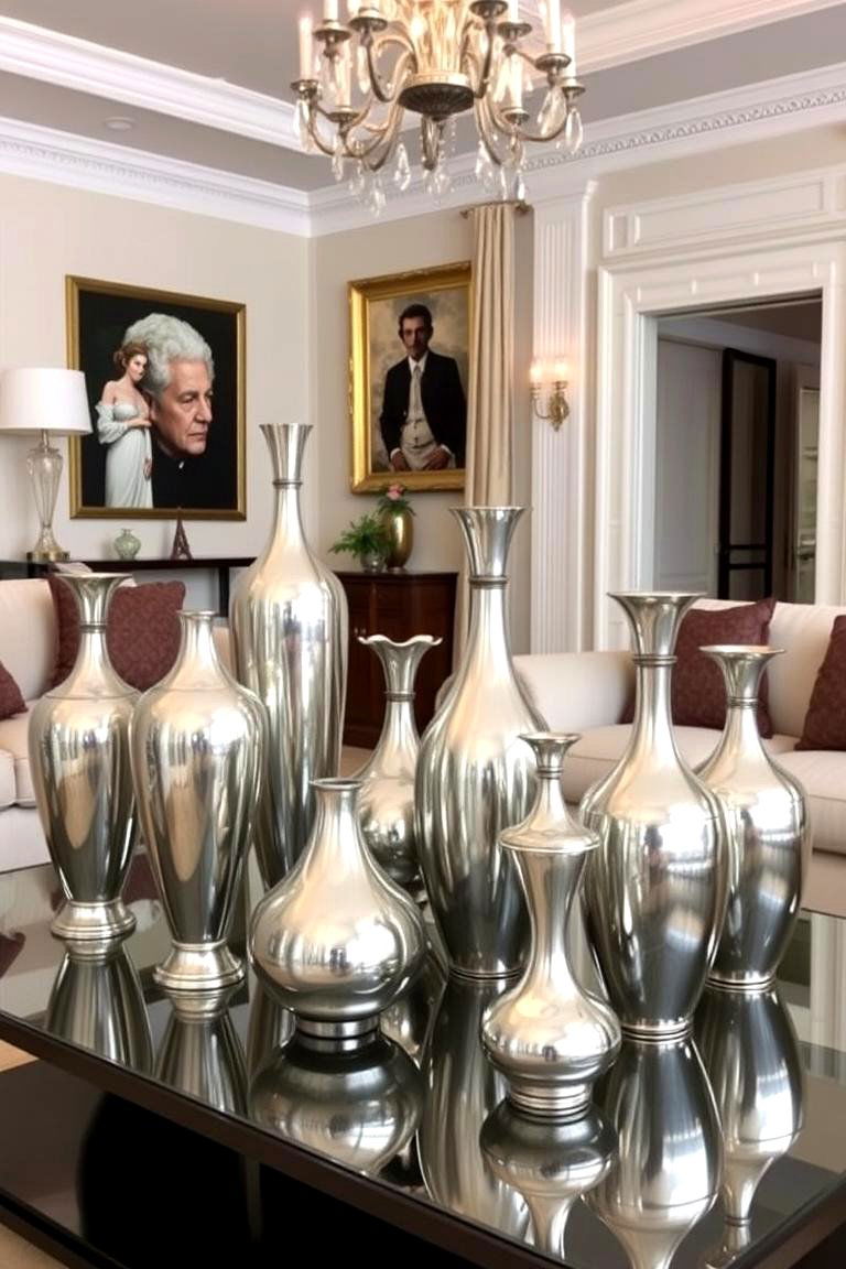 Silver Vases - 24 Silver Living Room Ideas