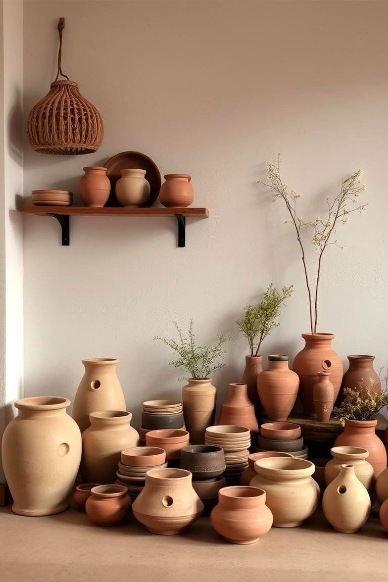 Simple Ceramic Decor - 24 Primitive Living Room Ideas