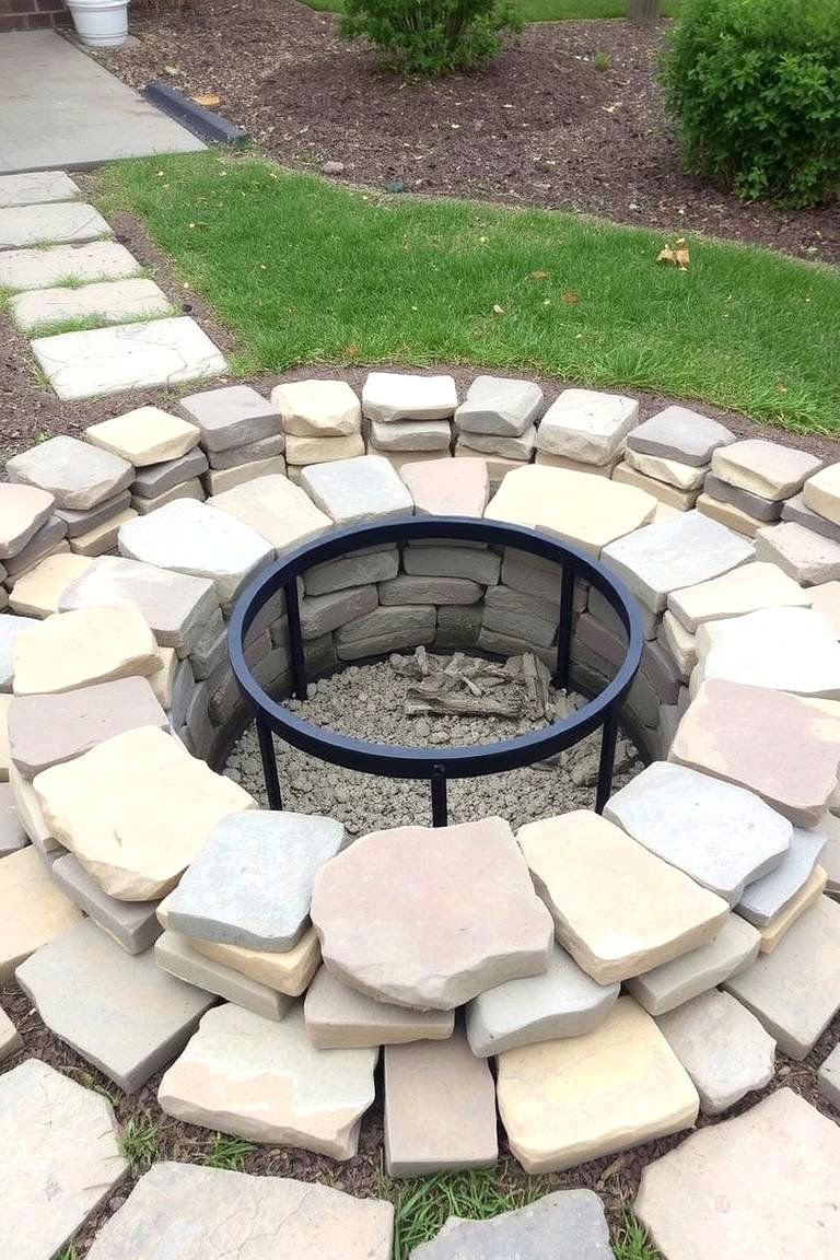 Simple Fire Pit with a Steel Ring Insert - 24 Rustic Fire Pit Ideas