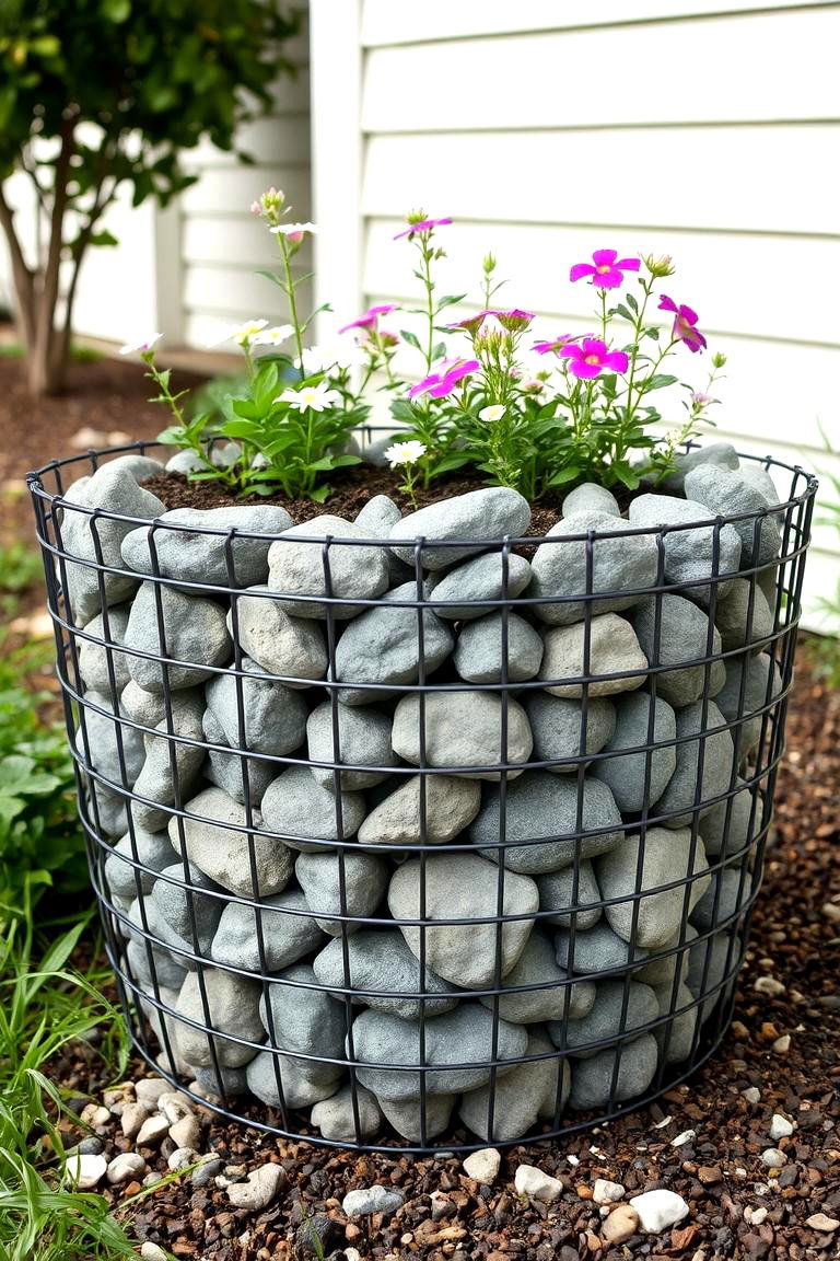 Simple Gabion Basket Planters - 24 Inexpensive Raised Garden Bed Ideas