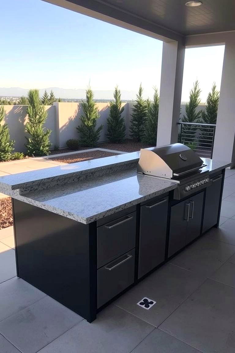 Simple Granite Top Island - 24 Outdoor Kitchen Island Ideas