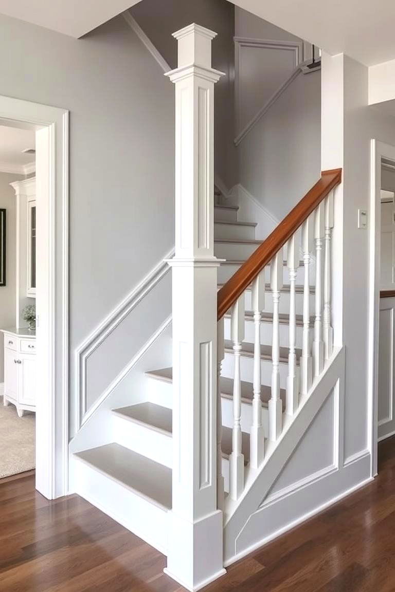 Simple Gray Painted Stairs - 24 Painted Stair Ideas