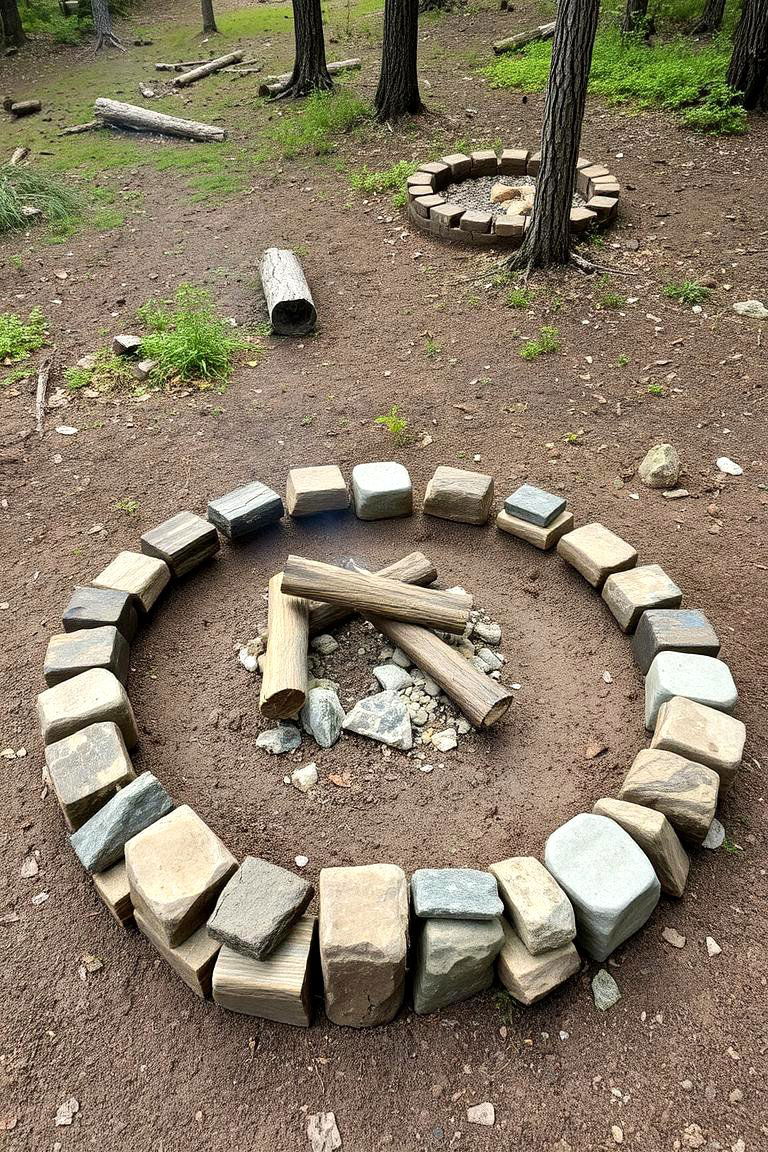 Simple Hand Dug Fire Pit with Natural Edging - 24 Rustic Fire Pit Ideas