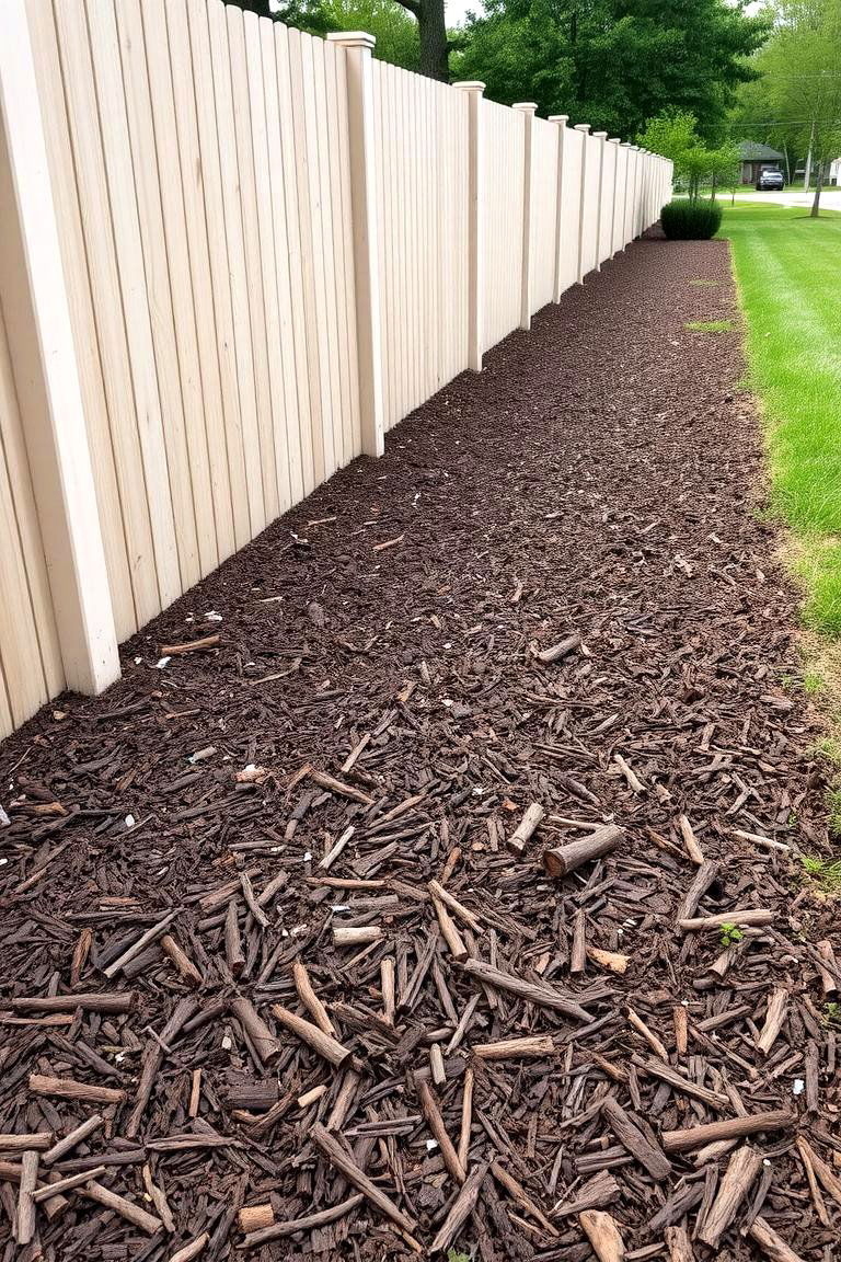 Simple Mulch and Defined Edge - 24 Simple Fence Line Landscaping Ideas