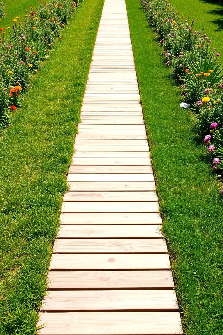 Simple Straight Wooden Path - 24 Wooden Walkway Ideas