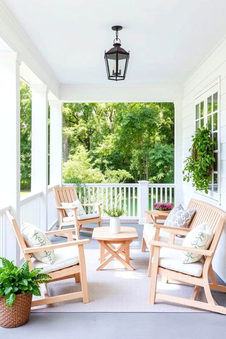 Simple White Farmhouse Porch - 24 Farmhouse Porch Ideas