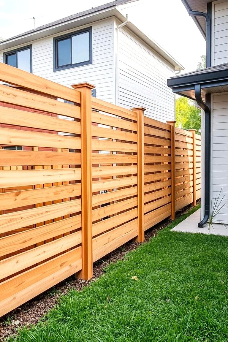 Simple Wood Slat Horizontal Fence - 24 Horizontal Fence Ideas
