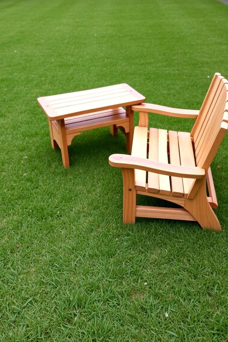 Simple Wooden Lawn Furniture Comfort - 24 Rustic Landscaping Ideas
