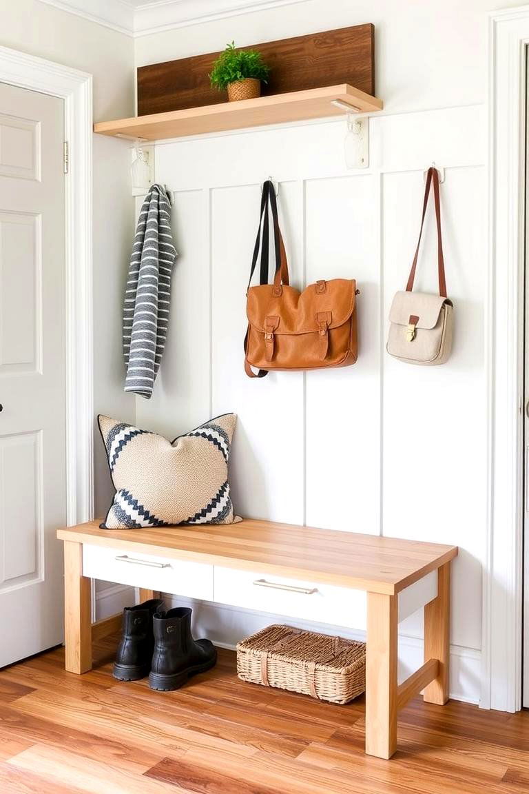 Simple Wooden Mudroom Bench - 24 Mudroom Bench Ideas