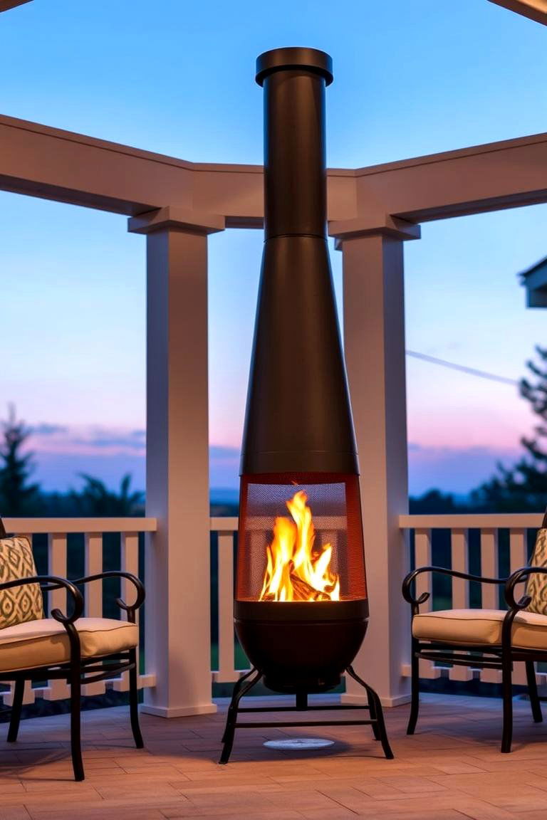Simple and Elegant Freestanding Outdoor Fireplace - 24 Porch Fireplace Ideas