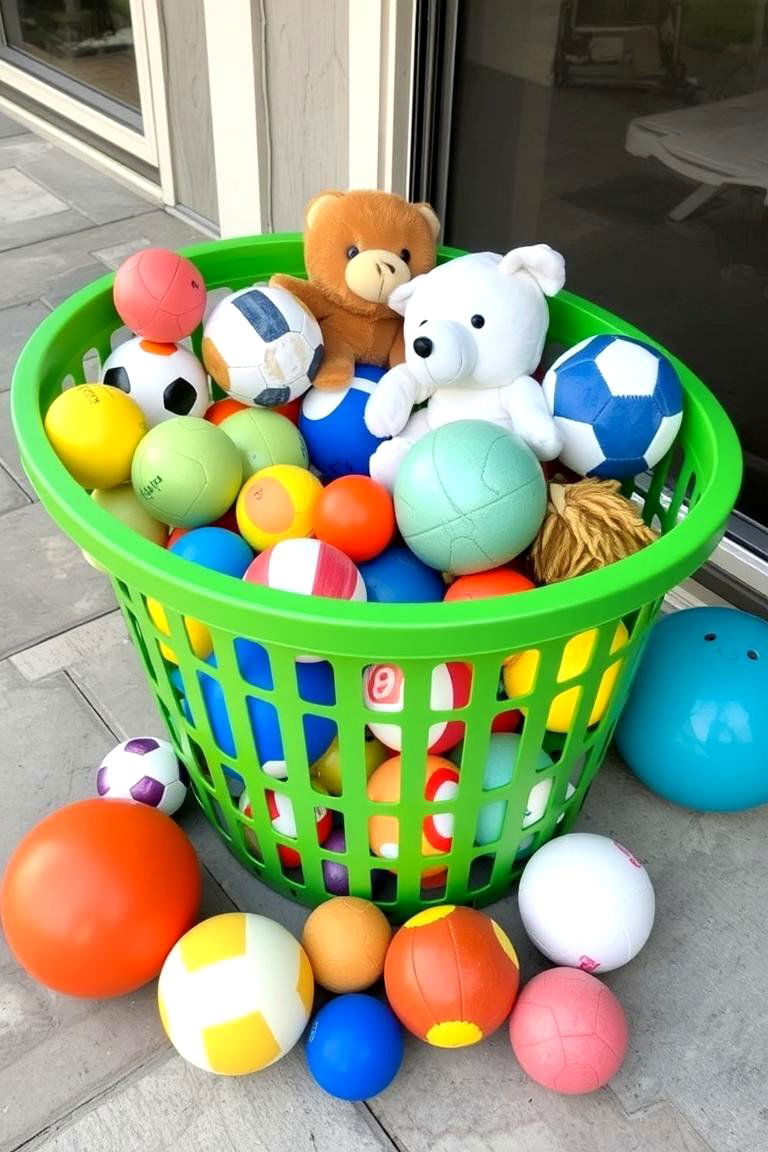 Simple and Spacious Laundry Baskets - 24 Outdoor Toy Storage Ideas