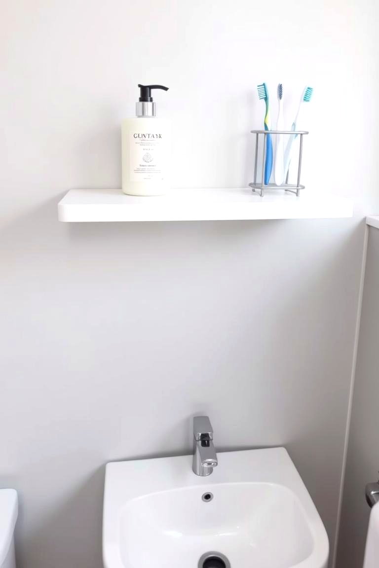 Single Shelf Above the Sink - 24 Small Bathroom Shelving Ideas