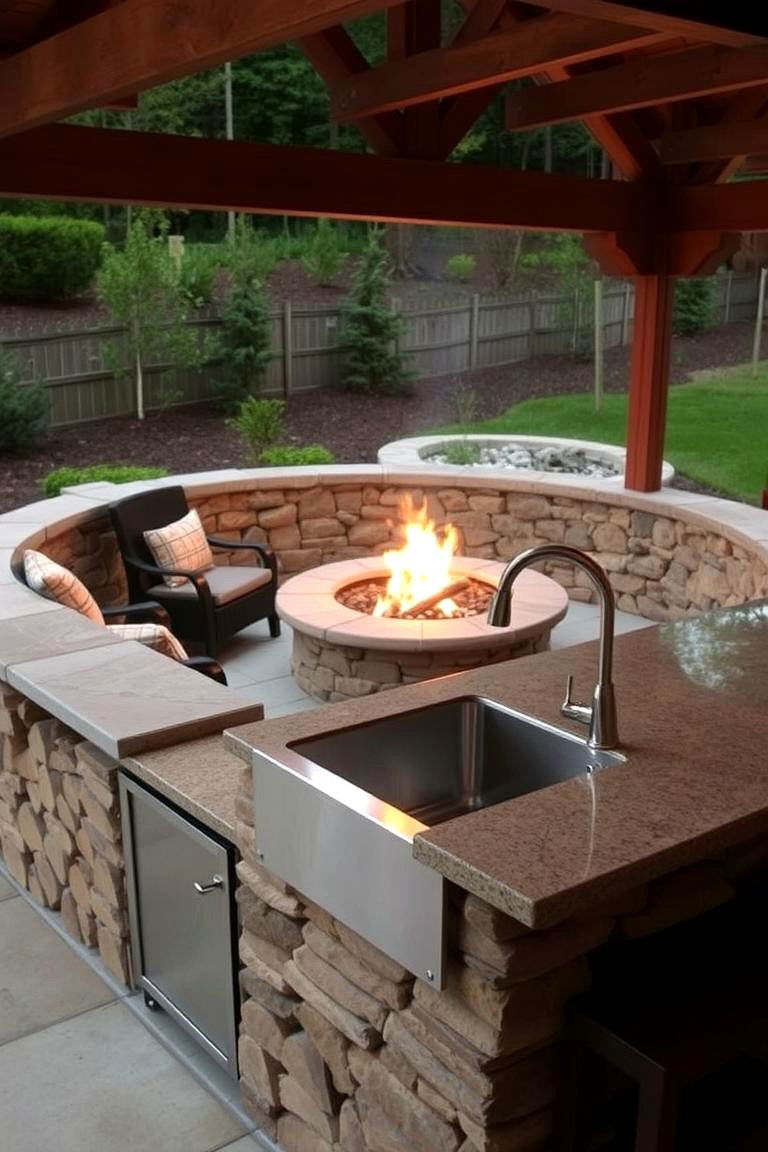 Sink Integrated into an Outdoor Fire Pit Area - 24 outdoor sink ideas