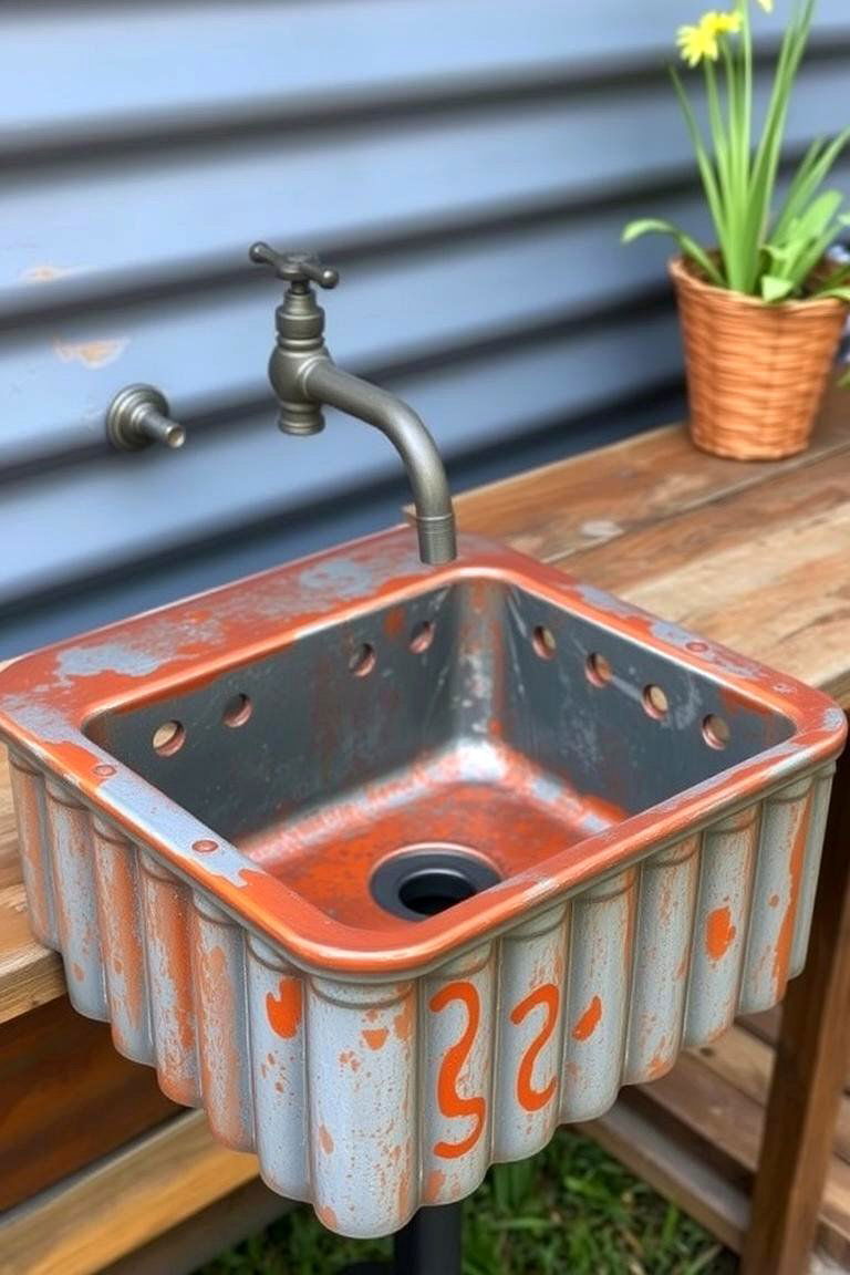 Sink Made from Reclaimed Metal - 24 outdoor sink ideas