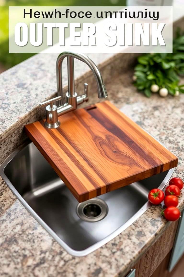 Sink with Integrated Cutting Board - 24 outdoor sink ideas