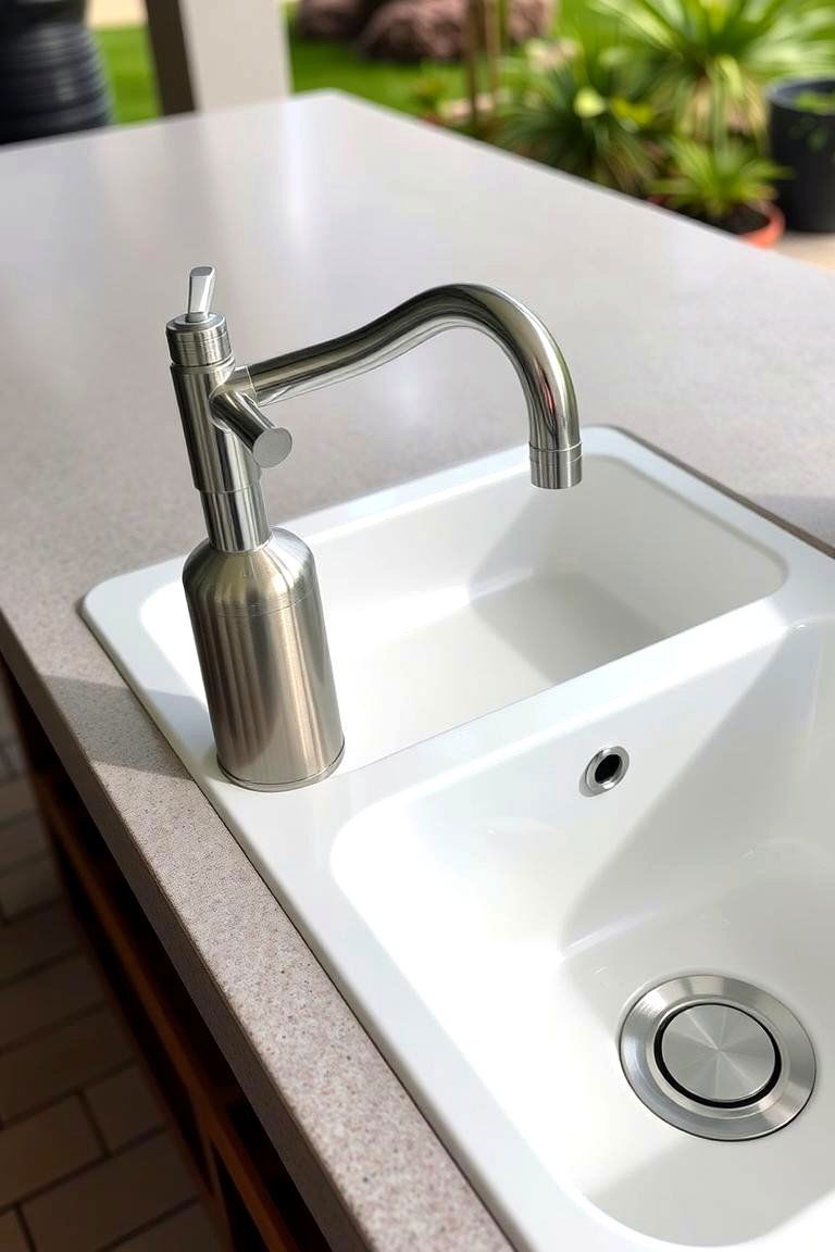 Sink with a Built in Soap Dispenser - 24 outdoor sink ideas