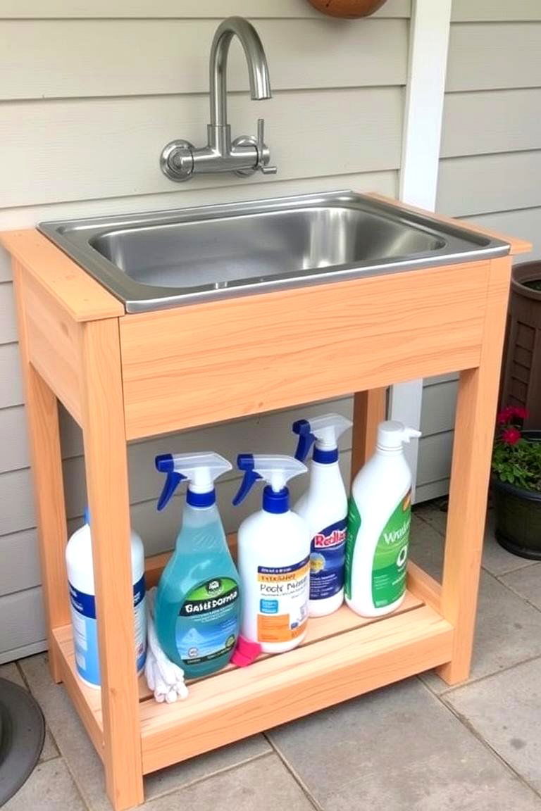 Sink with a Lower Shelf for Storage - 24 outdoor sink ideas