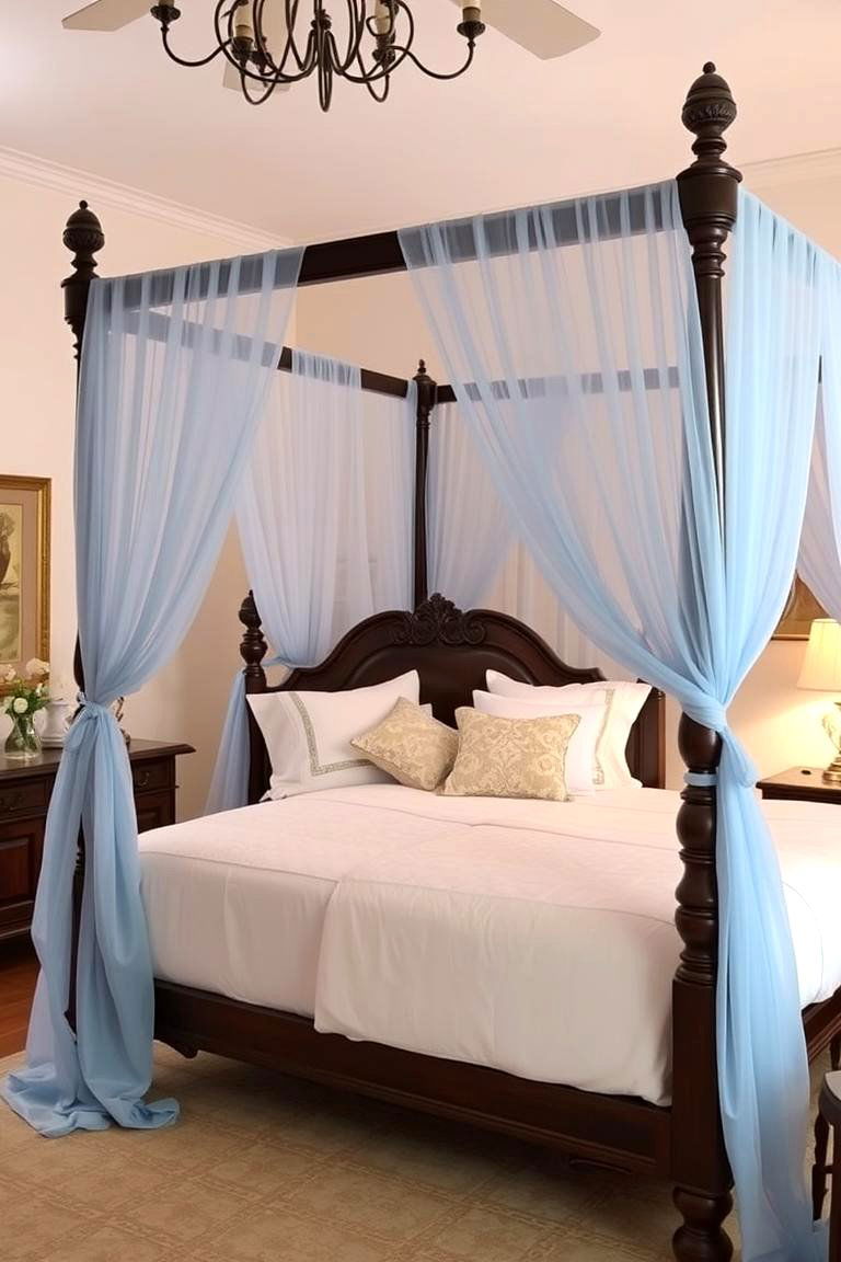 Sky Blue Canopy Bed for a Romantic Ambiance - 24 Sky Blue Bedroom Ideas