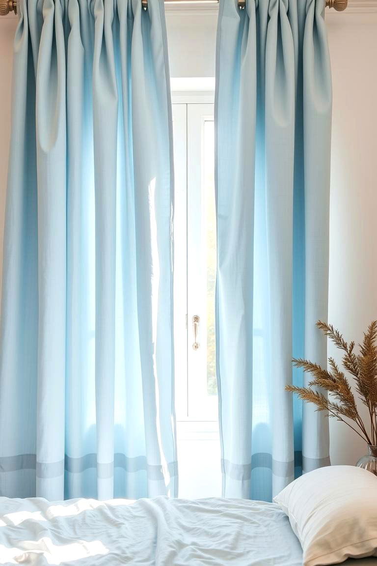 Sky Blue Curtains to Frame the View - 24 Sky Blue Bedroom Ideas