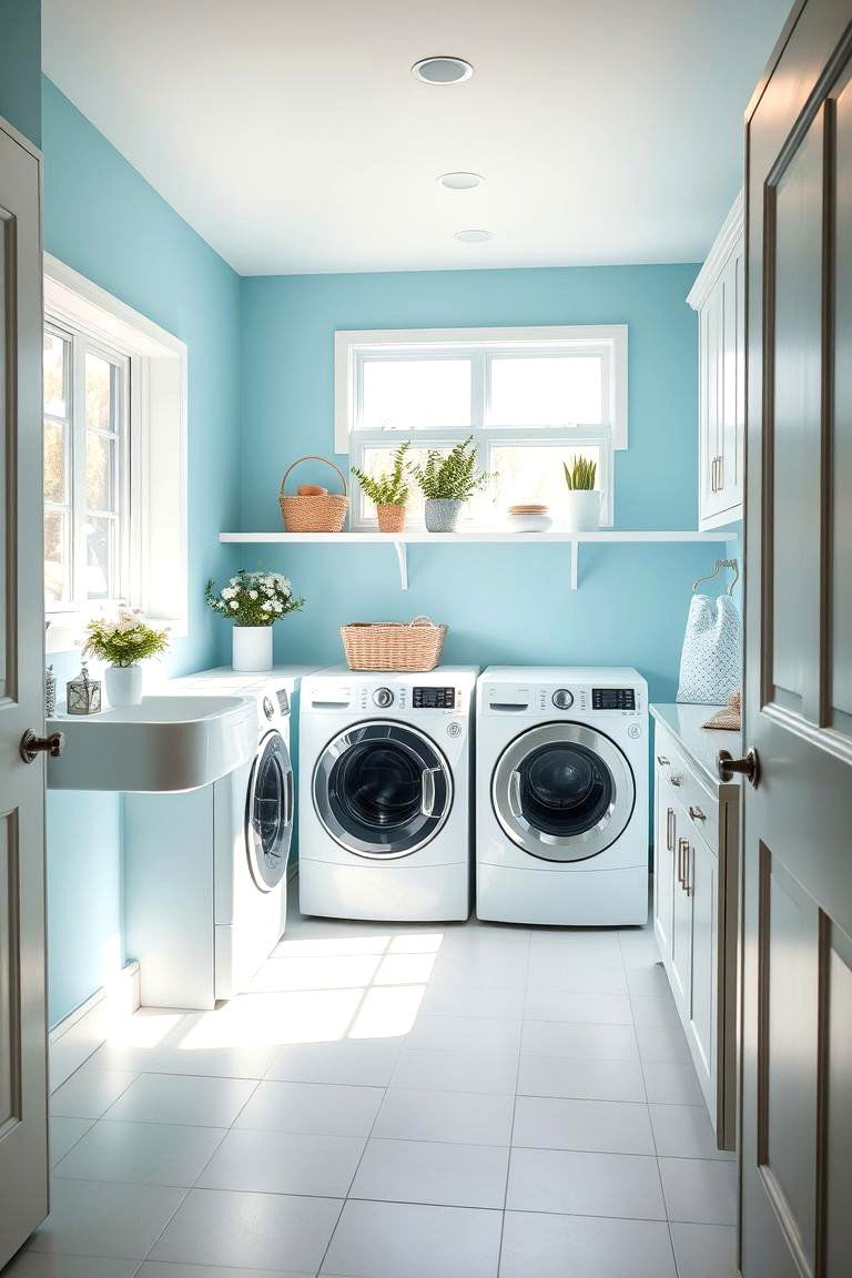 Sky Blue Freshness - 24 Blue Laundry Room Ideas