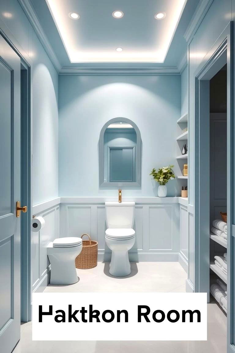 Sky Blue Minimalist Retreat - 24 blue powder room ideas