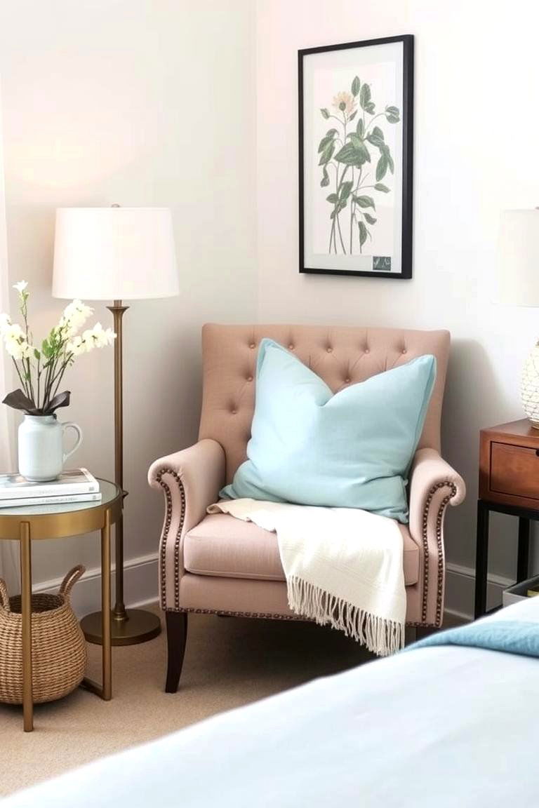 Sky Blue Throw Pillows on Accent Chairs - 24 Sky Blue Bedroom Ideas