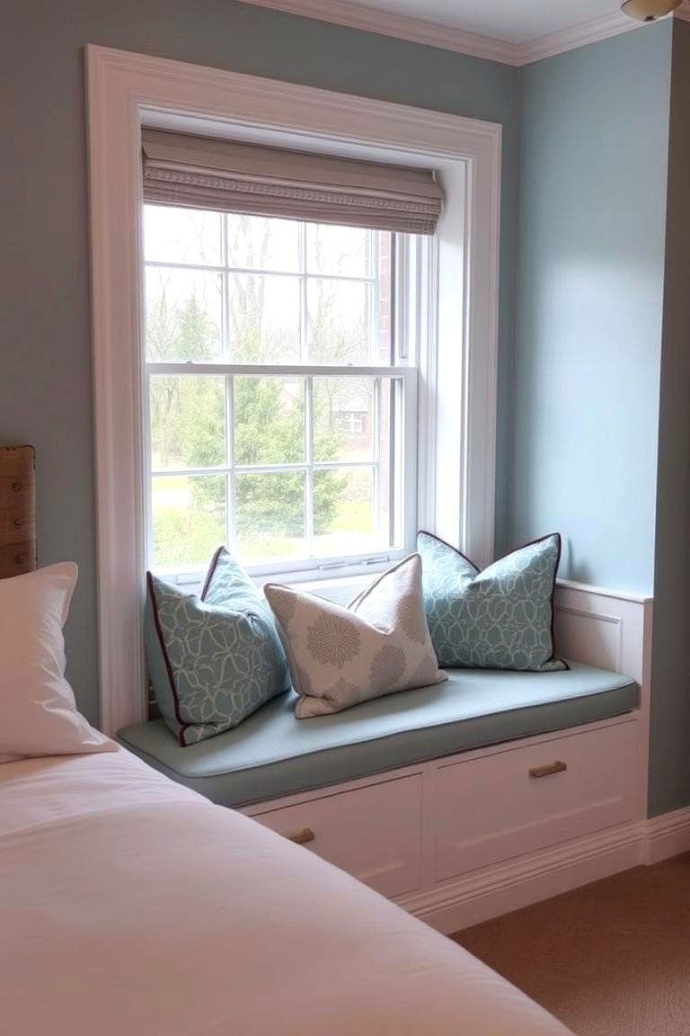 Sky Blue Window Seat for a Cozy Nook - 24 Sky Blue Bedroom Ideas