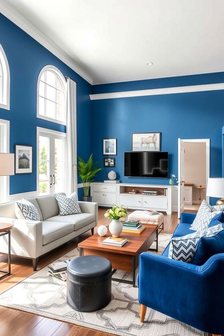 Sky Blue and Navy Depth - 24 Two Colour Combination for Living Room