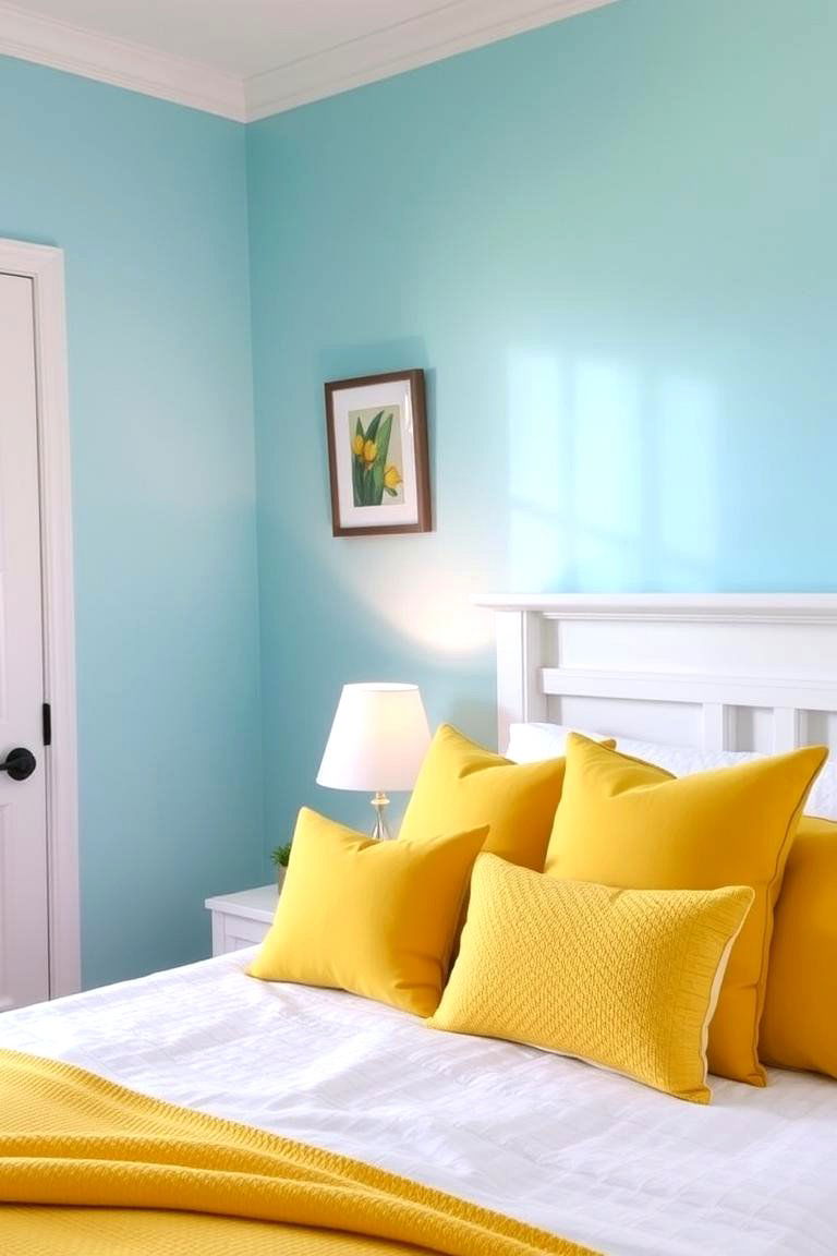 Sky Blue and Yellow Accents for a Cheerful Space - 24 Sky Blue Bedroom Ideas