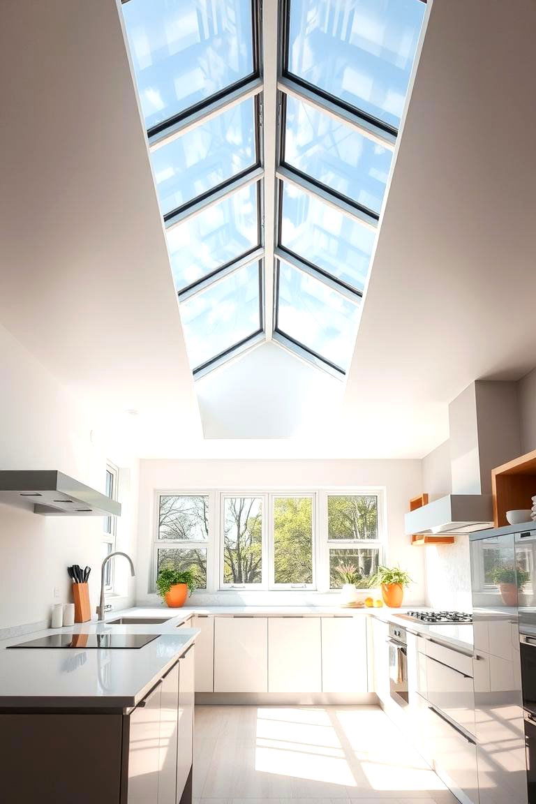 Skylight Enhanced Ambiance - 24 Sunroom Kitchen Ideas
