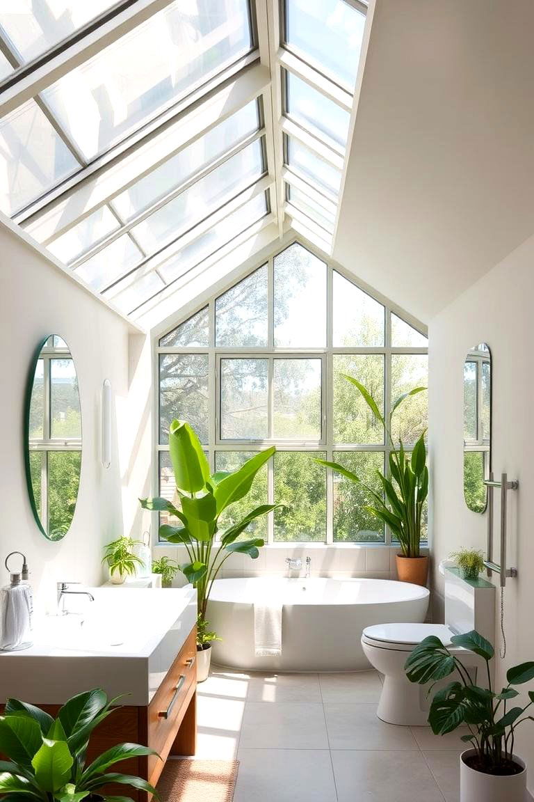 Skylight Illumination - 24 Greenhouse Bathroom Ideas