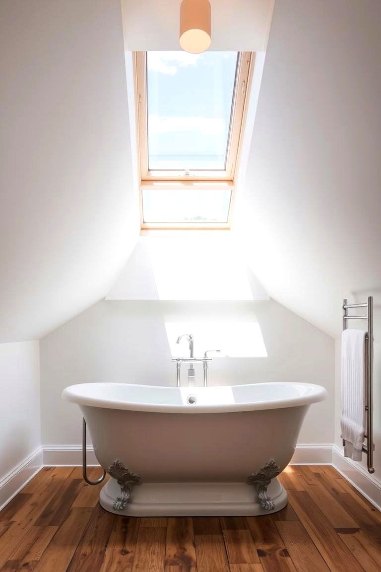 Skylight for Natural Light - 24 Attic Bathroom Ideas