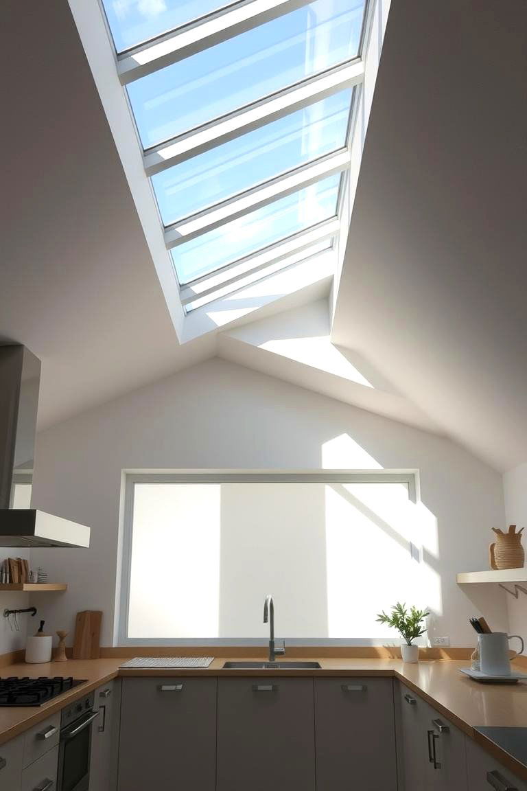 Skylights to Enhance Natural Light - 24 Sloped Ceiling Kitchen Ideas
