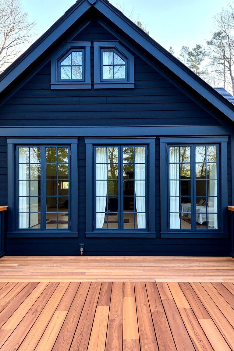 Slate Blue Sophistication - 24 Paint Colors for a Modern Black House With Cedar Accents