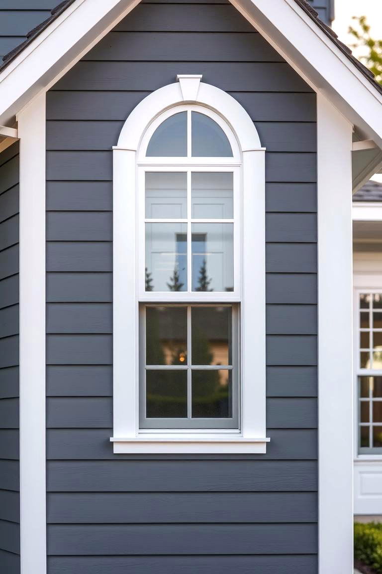 Slate Gray with White - 24 Exterior Garage Door Trim Ideas