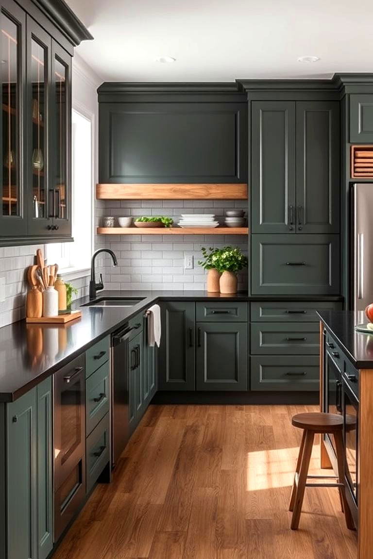 Slate Green Cabinets - 24 Kitchen Cabinet Color Ideas