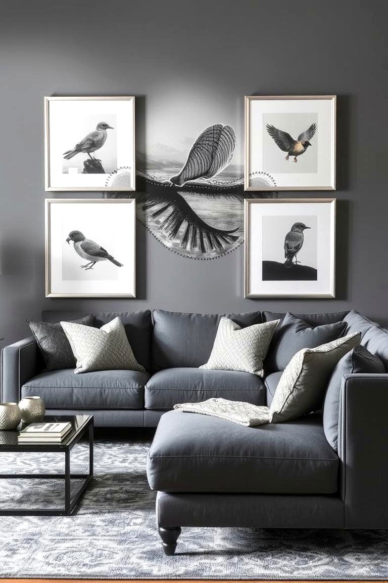 Slate Grey Monochromatic Living Room - 24 Monochromatic Living Room Ideas