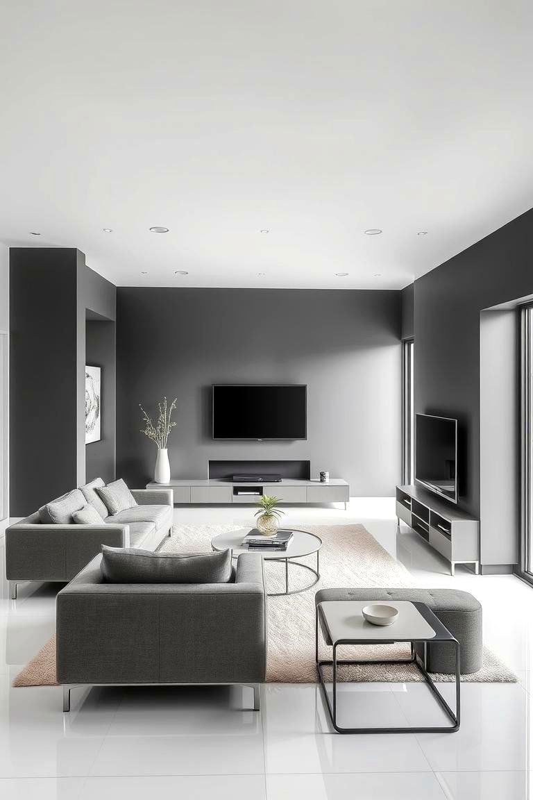 Slate Grey and Bright White - 24 Floor and Wall Color Ideas