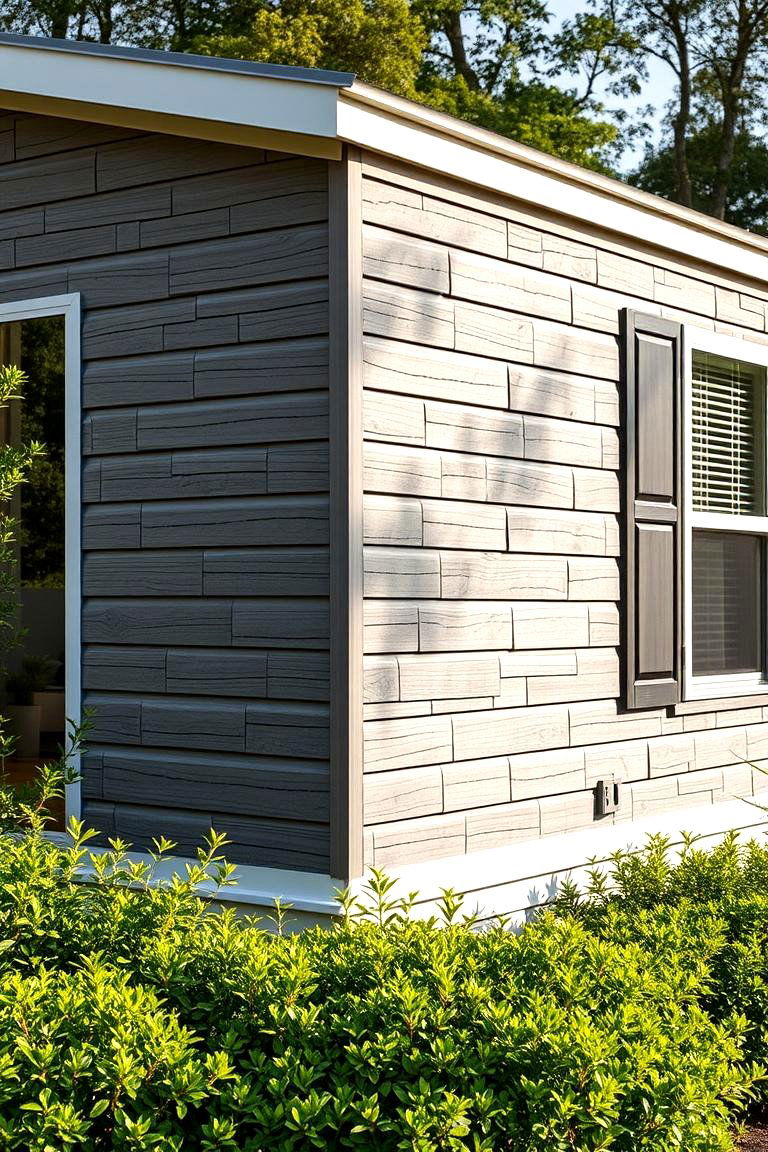 Slate Look Siding for a High End Finish - 24 Mobile Home Siding Design Ideas