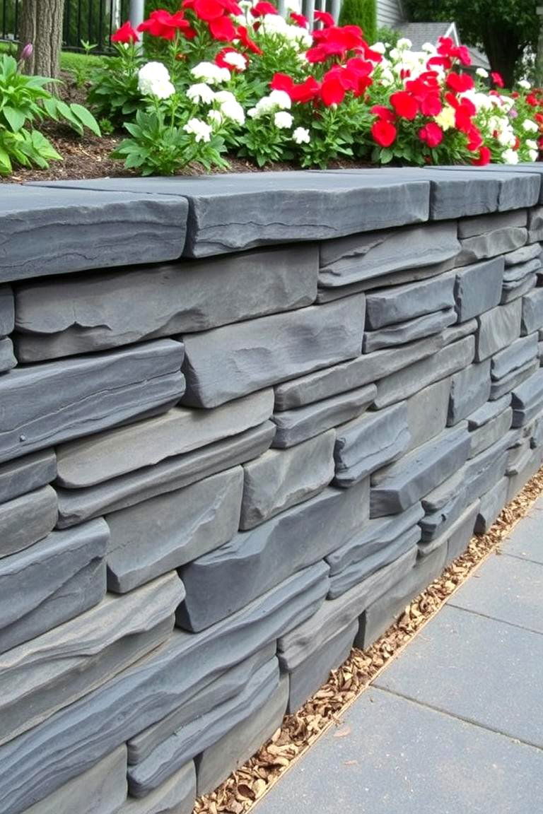 Slate Stone Wall - 24 Natural Rock Retaining Wall Ideas