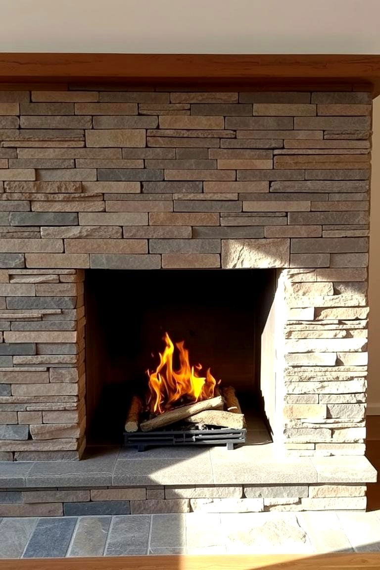 Slate Tile Fireplace Surround - 24 Rustic Fireplaces