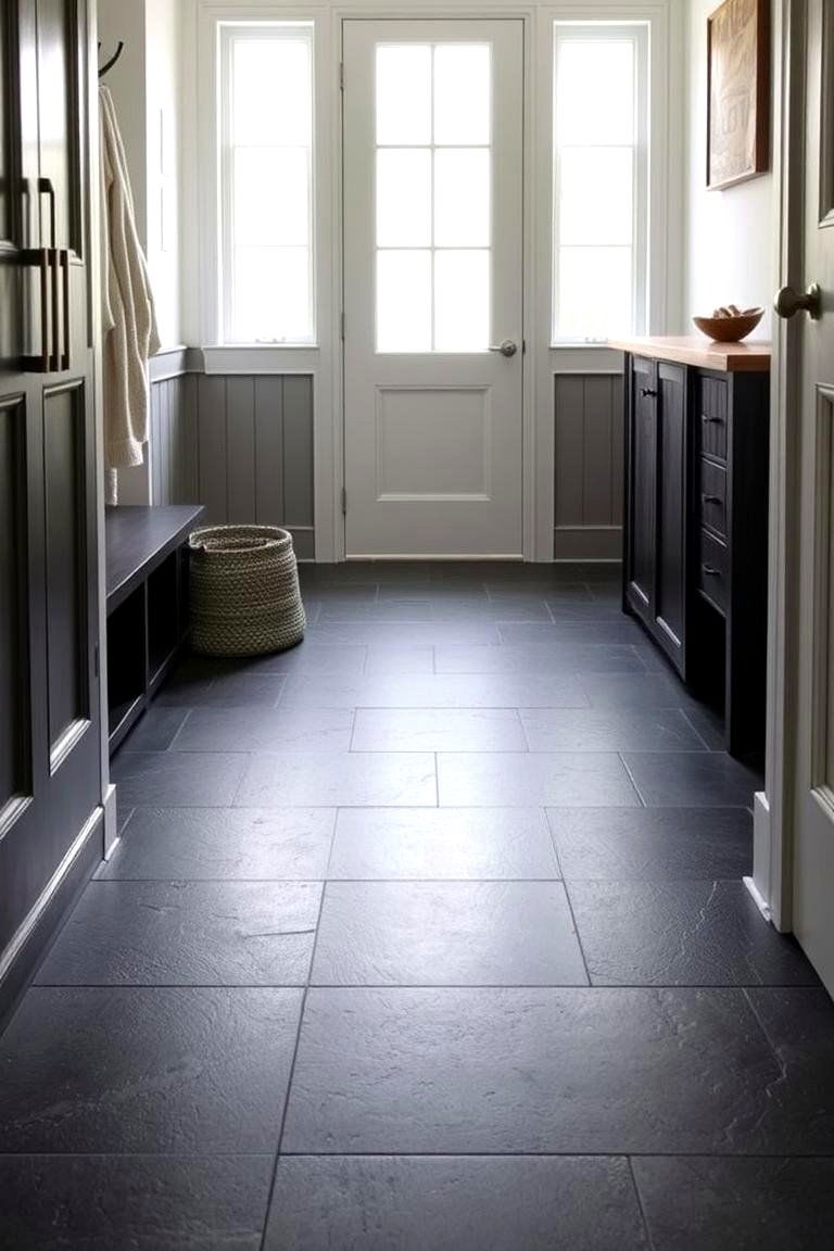 Slate Tiles for a Sleek Modern Vibe - 24 Mudroom Tile Floor Ideas