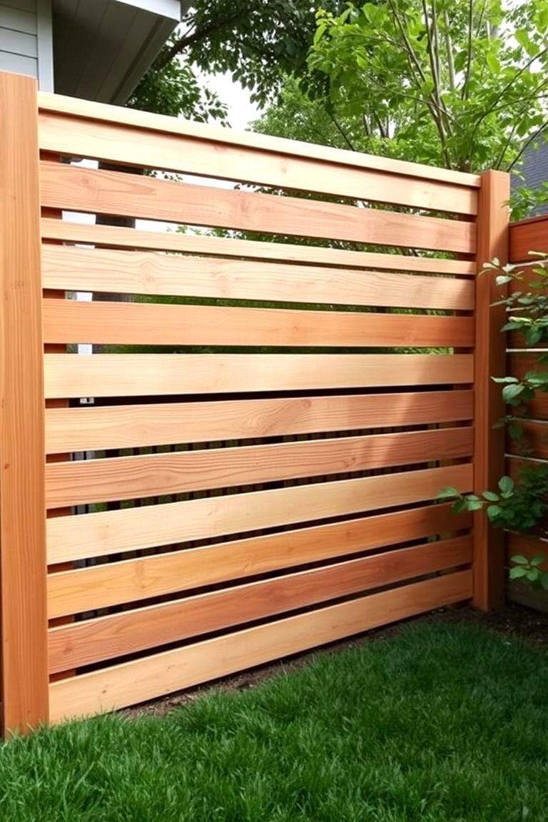 Slatted Horizontal Fence with Varying Gaps - 24 Horizontal Fence Ideas