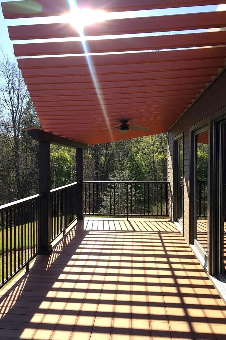 Slatted Wood Roof - 24 Partially Covered Deck Ideas