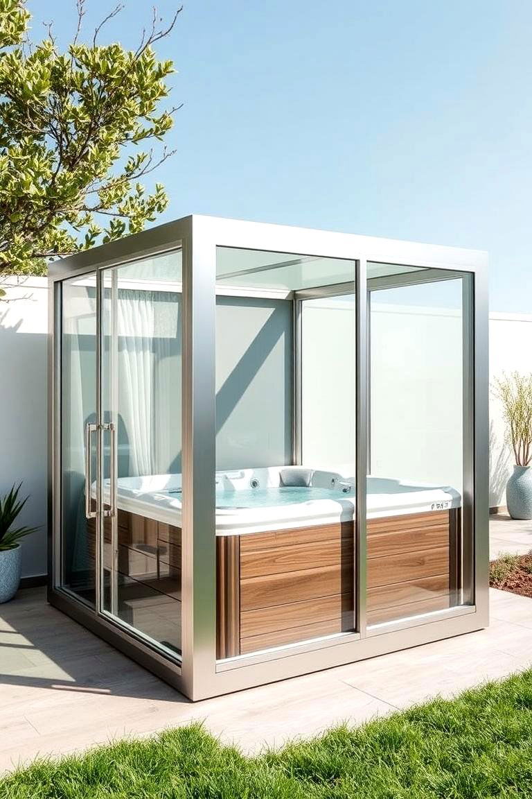 Sleek Aluminum Enclosure - 24 Hot Tub Enclosure Ideas