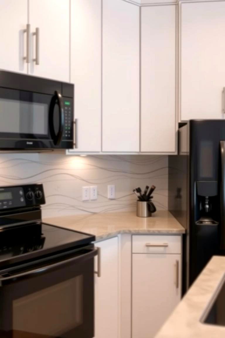 Sleek Backsplash Artistry - 24 Small Kitchen with Black Appliances Ideas