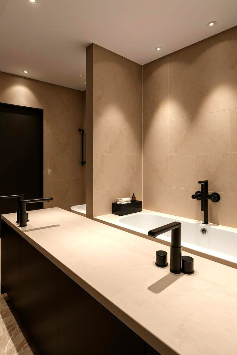 Sleek Bathroom Oasis with Modern Touch - 24 Black and Brown Interior Design Ideas
