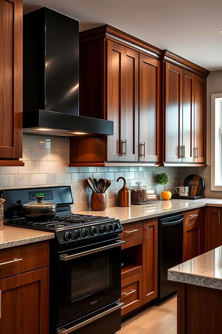Sleek Black Appliances - 24 Black and Brown Kitchen Ideas