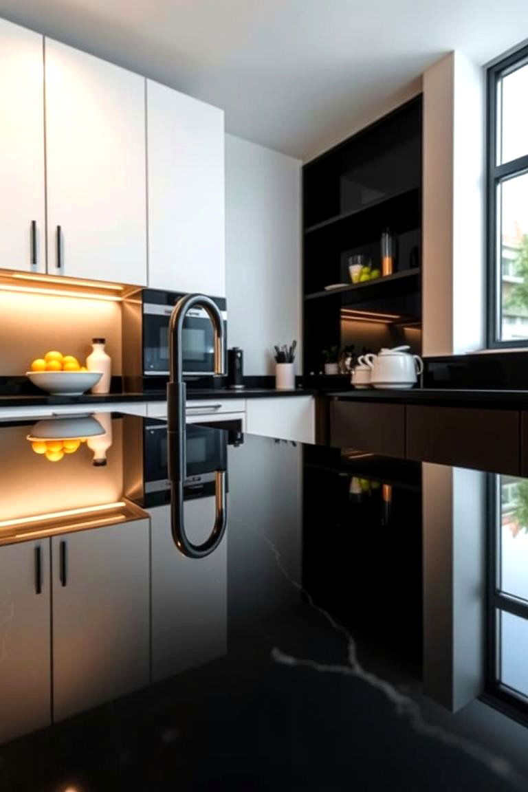 Sleek Black Countertops - 24 Gray and Black Kitchen Ideas